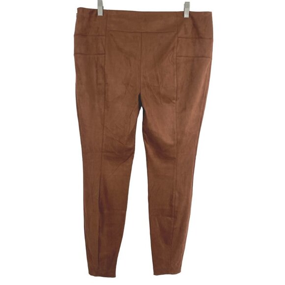 Sundance Catalog Pants‎ Leggings Size 14 Faux Suede Ankle Zip Brown PT-1913 - Picture 5 of 9